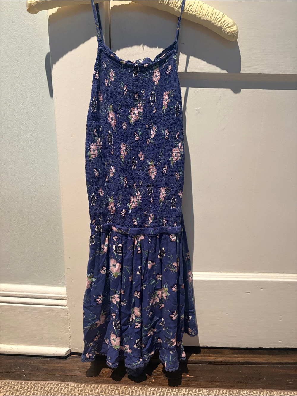 American Eagle Outfitters Navy Floral Smocked Jumpsuit